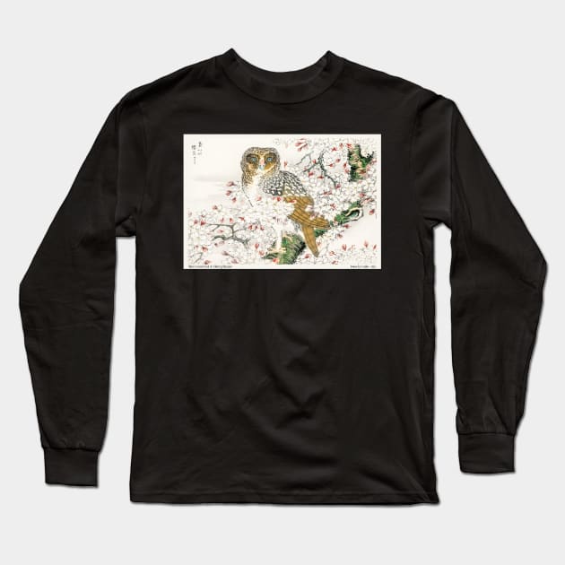 Japanese Short-eared Owl Water color Numata Kashu Long Sleeve T-Shirt by PlanetMonkey